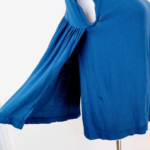 Lou & Grey Size XS Cotton Jersey Knit Tee Cap Sleeve Crew Neck Blue - Picture 7 of 9